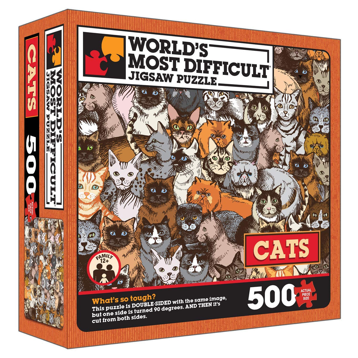 TDC Games World’s Most Difficult Jigsaw Puzzle – Cats – 500 Pieces Double Sided – 15 in