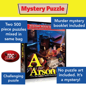 TDC Games A is for Arson Alphabet Mystery Jigsaw Puzzles (2) 500 pieces