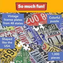 TDC Games USA License Plates 1,000 Piece Jigsaw Puzzle in the Shape of the USA - 31 inches long - Cool Wall Art