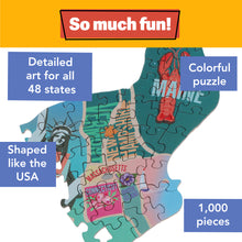 TDC Games American Road Trip 1000 Piece Jigsaw Puzzle USA Shaped 31 inches long - Cool Wall Art