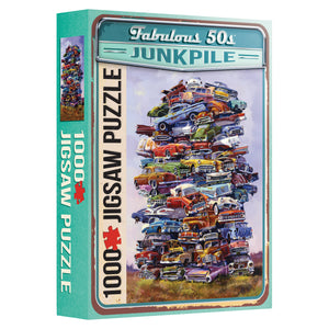 TDC Games Fabulous 50s Junkpile 1000 Piece Classic Car Jigsaw Puzzle - 26.75 x 19.25 inches when assembled