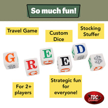 TDC Games Greed Dice Game - Great for Party Favors, Family Games, Stocking Stuffer, Travel Games, and Camping Games, Dice Games for Adults, Fun Games for Family Game Night