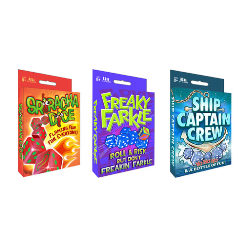 TDC Games Dice Game Pack Trio - Freaky Farkle, Sriracha Dice, Ship Captain Crew, Family Travel Set