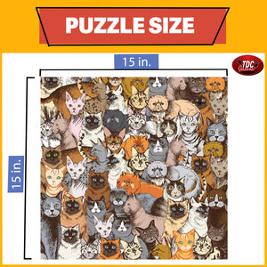 TDC Games World's Most Difficult Jigsaw Puzzle  - Cats - 500 pieces - Double Sided with one side turned 90 degrees - 15 inches when assembled