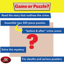 TDC Games Alphabet Mystery Puzzle - F is for Feline - Includes Short Mystery Booklet and Two 500 piece Puzzles with Clues