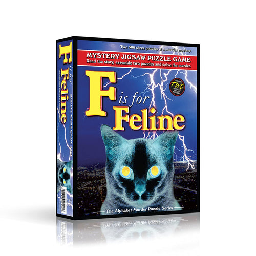TDC Games Alphabet Mystery Puzzle - F is for Feline - Includes Short Mystery Booklet and Two 500 piece Puzzles with Clues