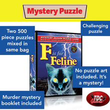 TDC Games F is for Feline Alphabet Mystery Jigsaw Puzzles (2) 500 pieces