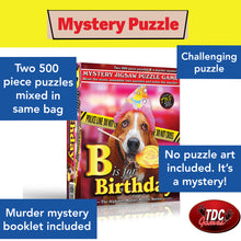TDC Games Alphabet Mystery Puzzle - B Is For Birthday - Includes Short Mystery Booklet and Two 500 piece Puzzles with Clues