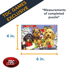 TDC Games World's Smallest Jigsaw Puzzle - Yule Pups - Measures 4 x 6 inches when assembled - Includes Tweezers