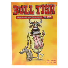 Front of Bull Tish box. The all play card game that's absolutely full of it! Ages 12 up. Players 2 to 10.