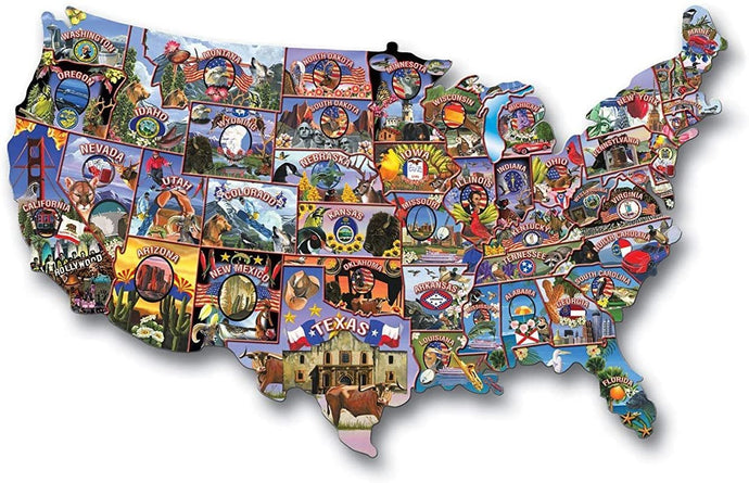 USA Vintage Postcards Jigsaw Puzzle-1.000 Pieces. Picture of completed puzzle.